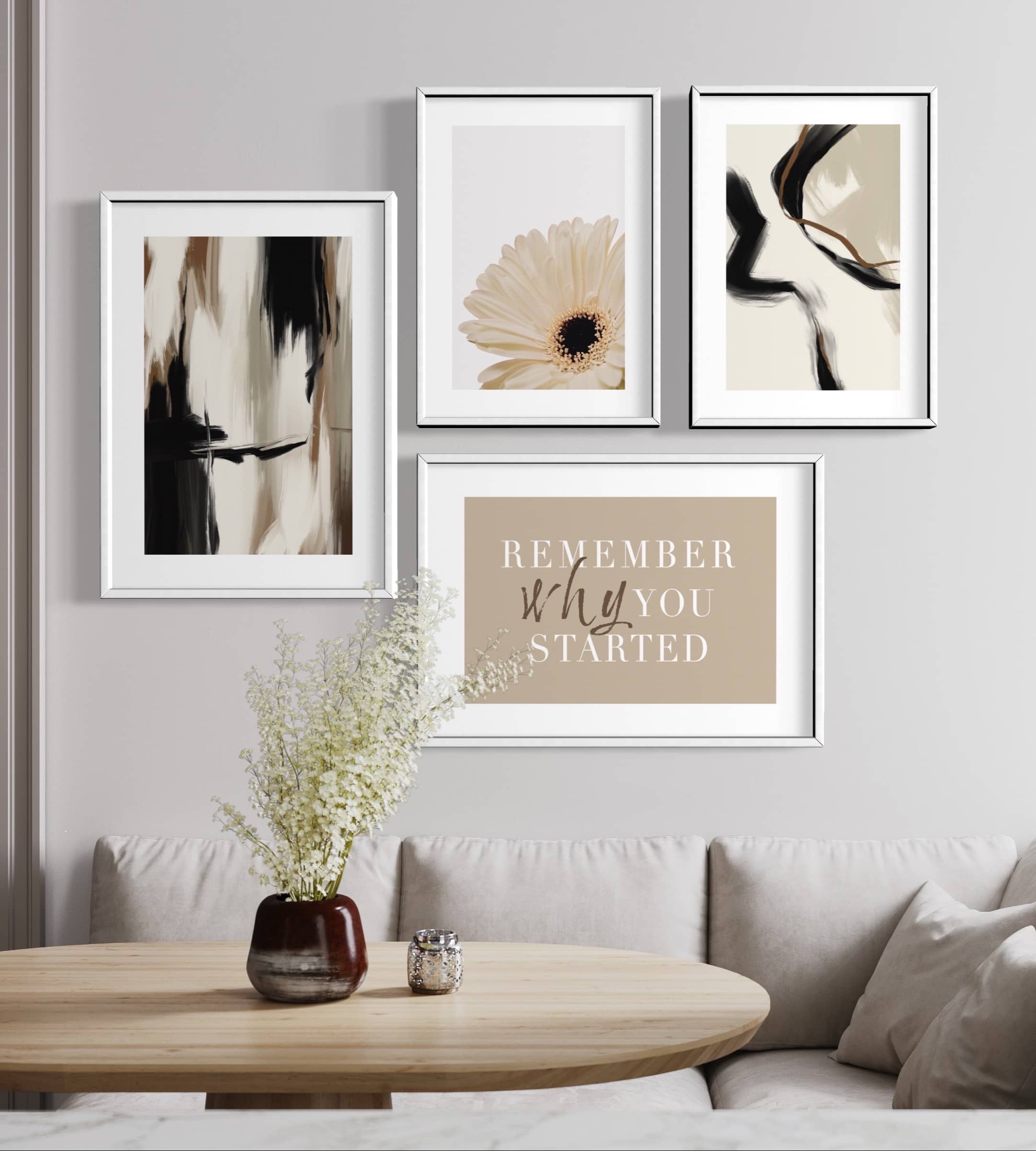 "Cream Color" 4'lü Poster Tablo Seti