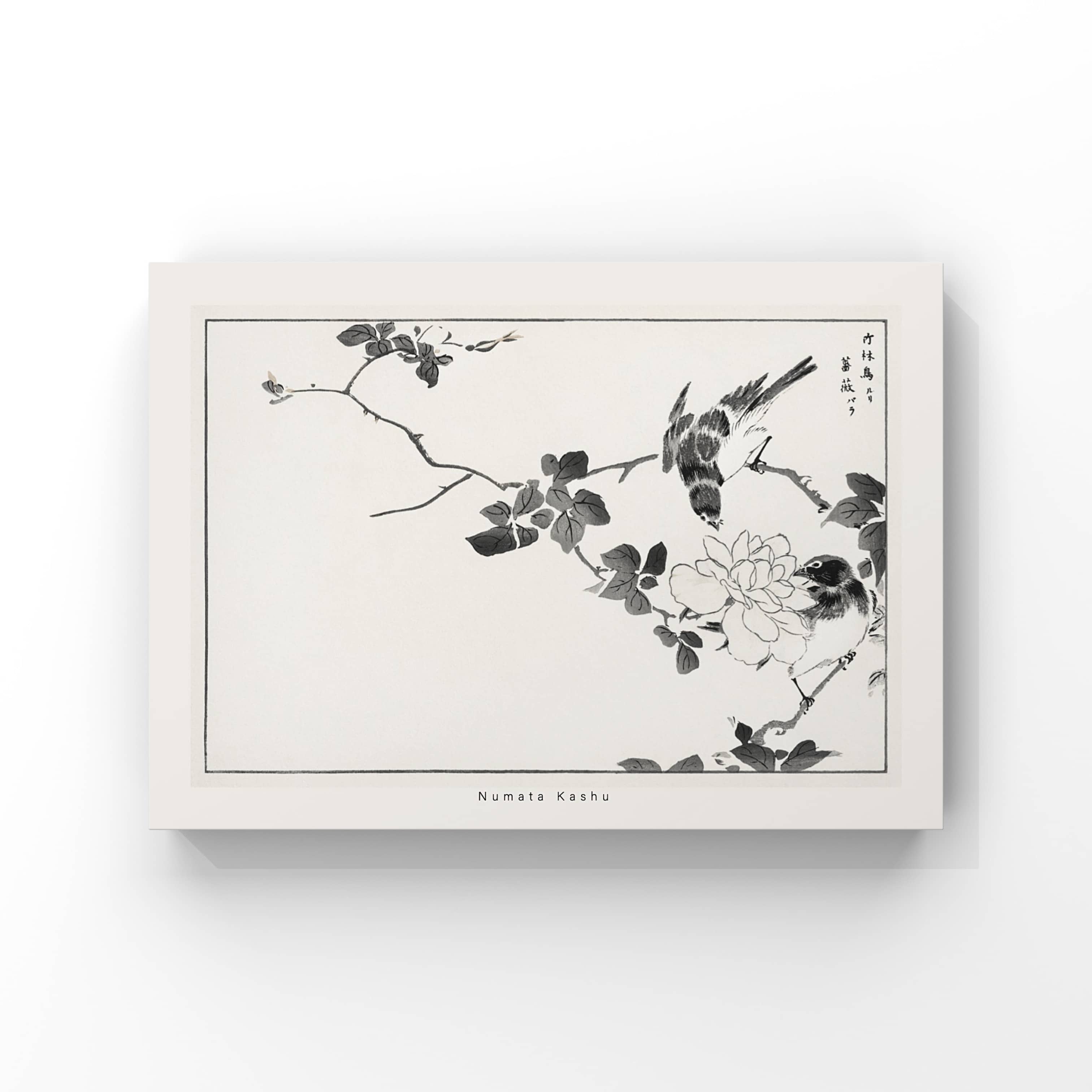 "Numata Kashu - Blue Robin and Rose" Poster Tablo