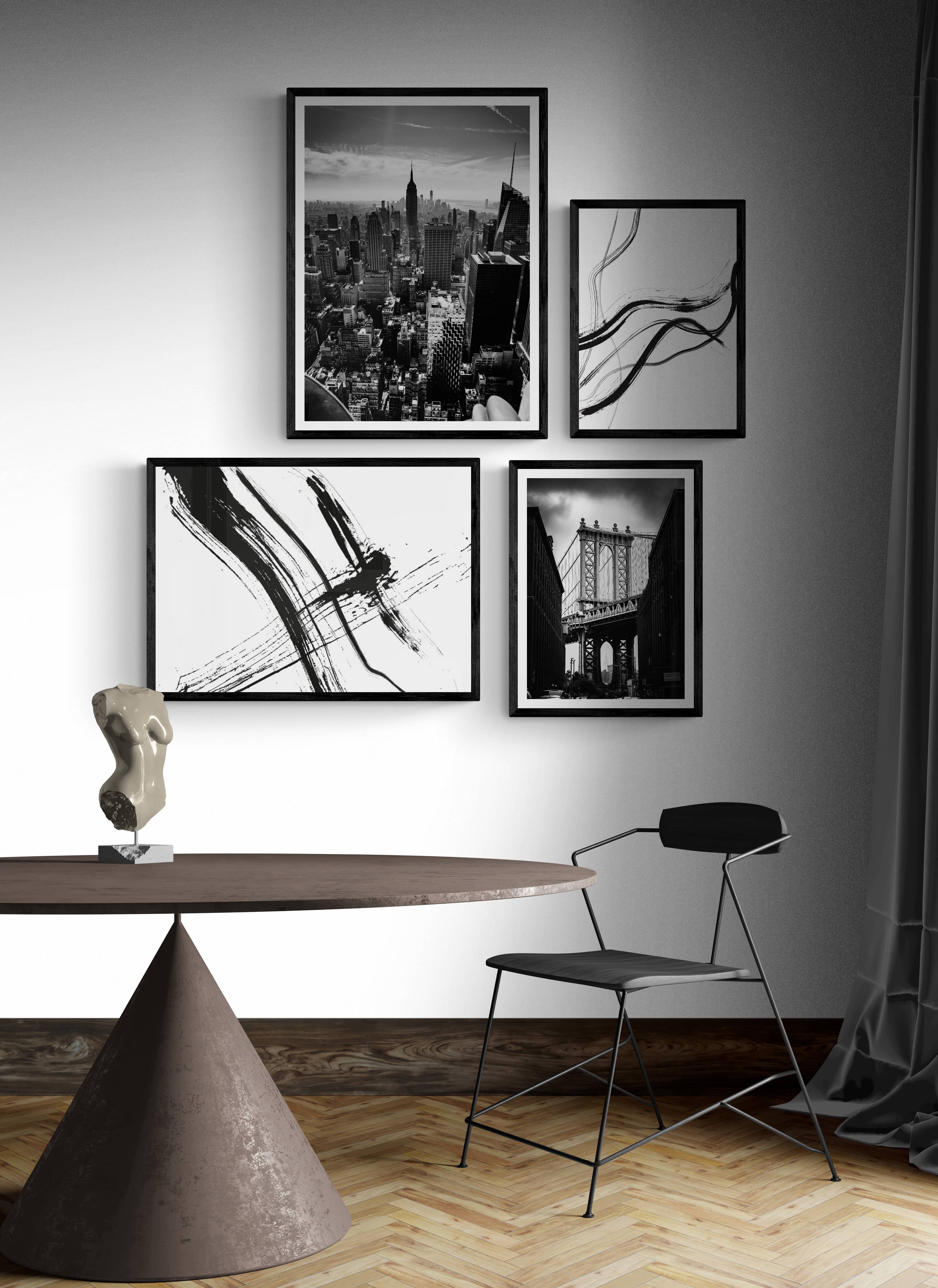 New York 4'lü Poster Tablo Seti