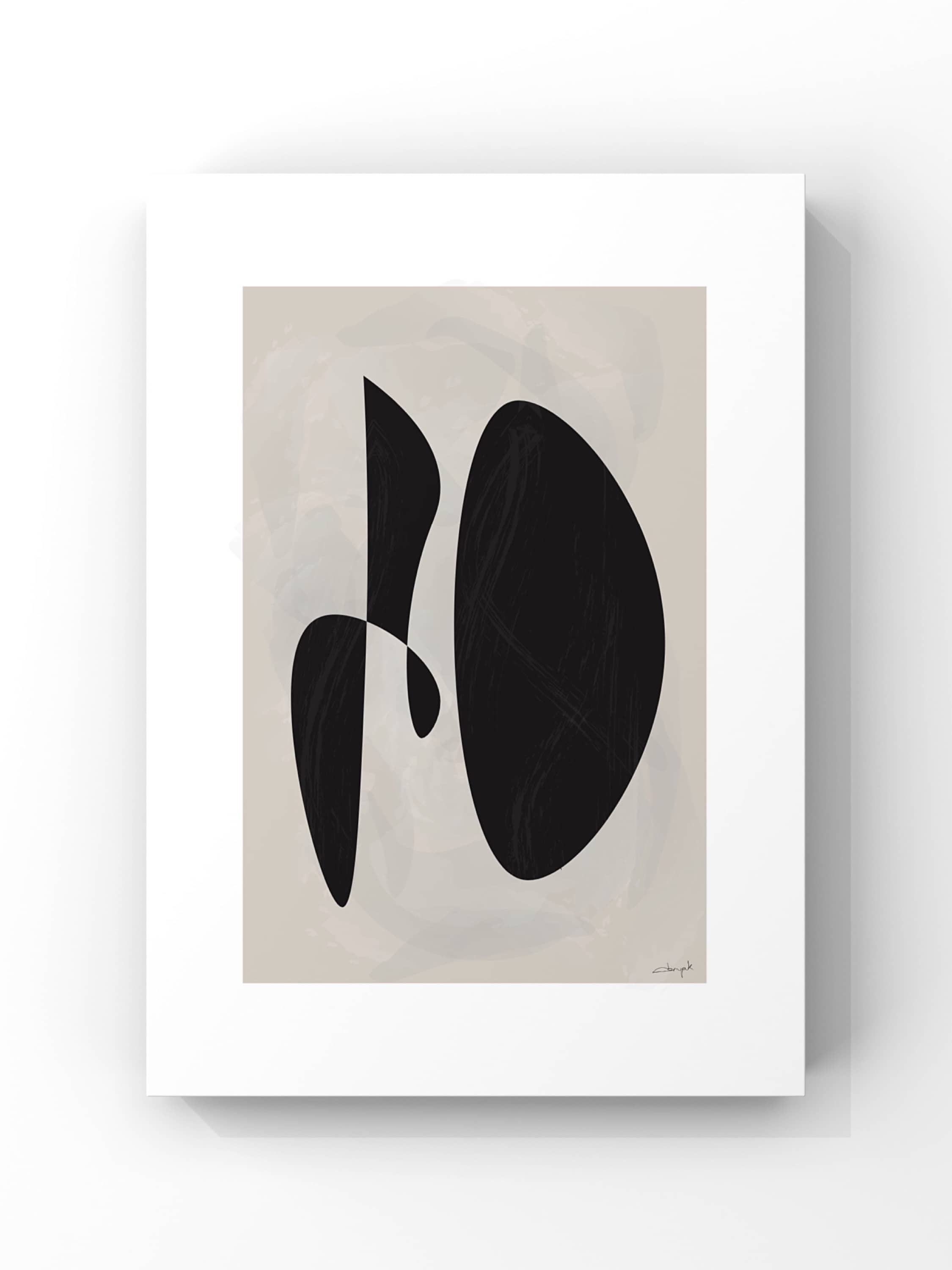 Abstract Art Seri No.1 – Modern Minimal Siyah Organik Formlu Poster Tablo