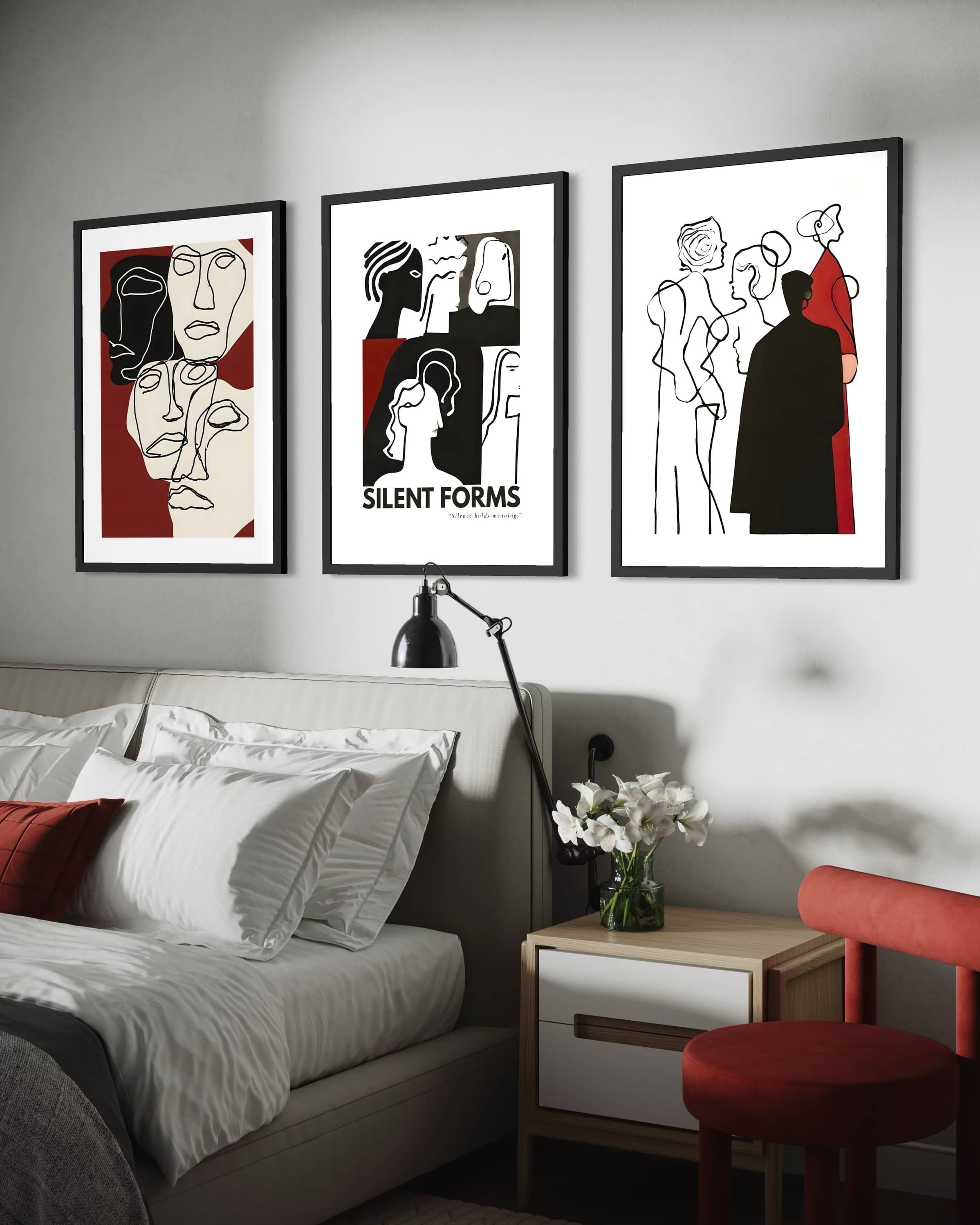 "Silent Human Forms" 3'lü Poster Tablo Seti