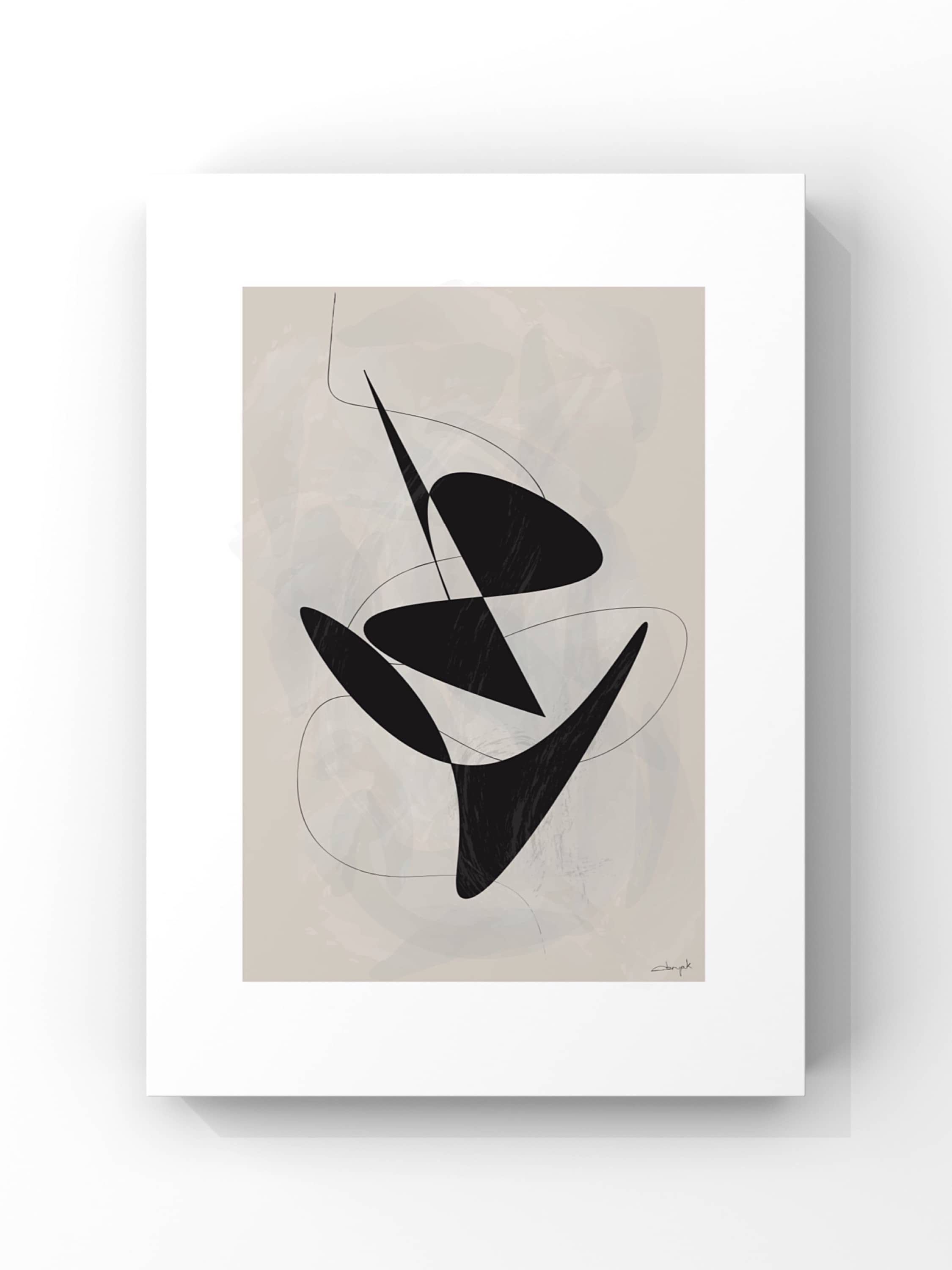 Abstract Art Seri No.2 – Modern Minimal Siyah Soyut Poster Tablo