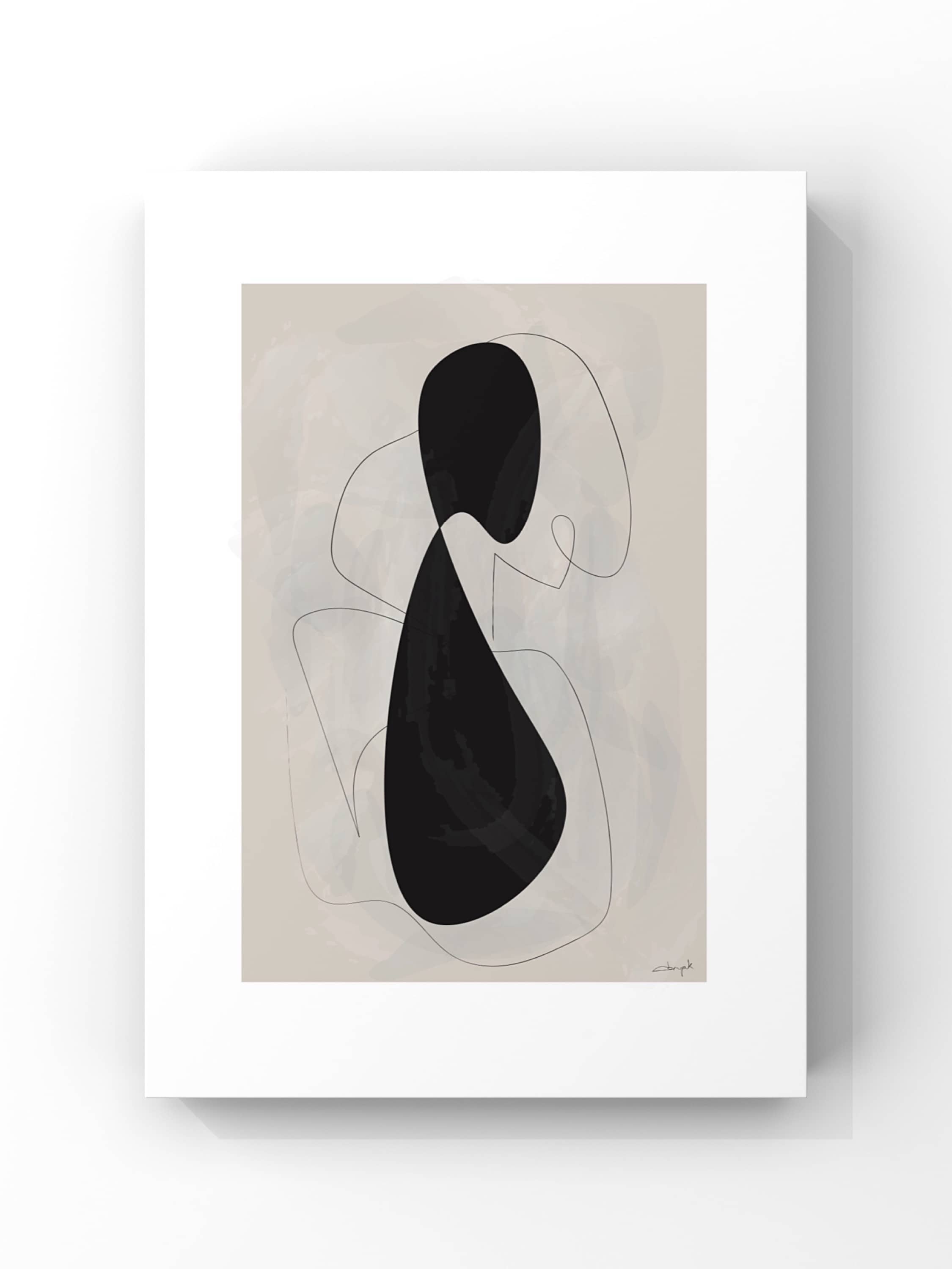 Abstract Art Seri No.3 – Modern Minimal Siyah Konturlu Soyut Poster Tablo