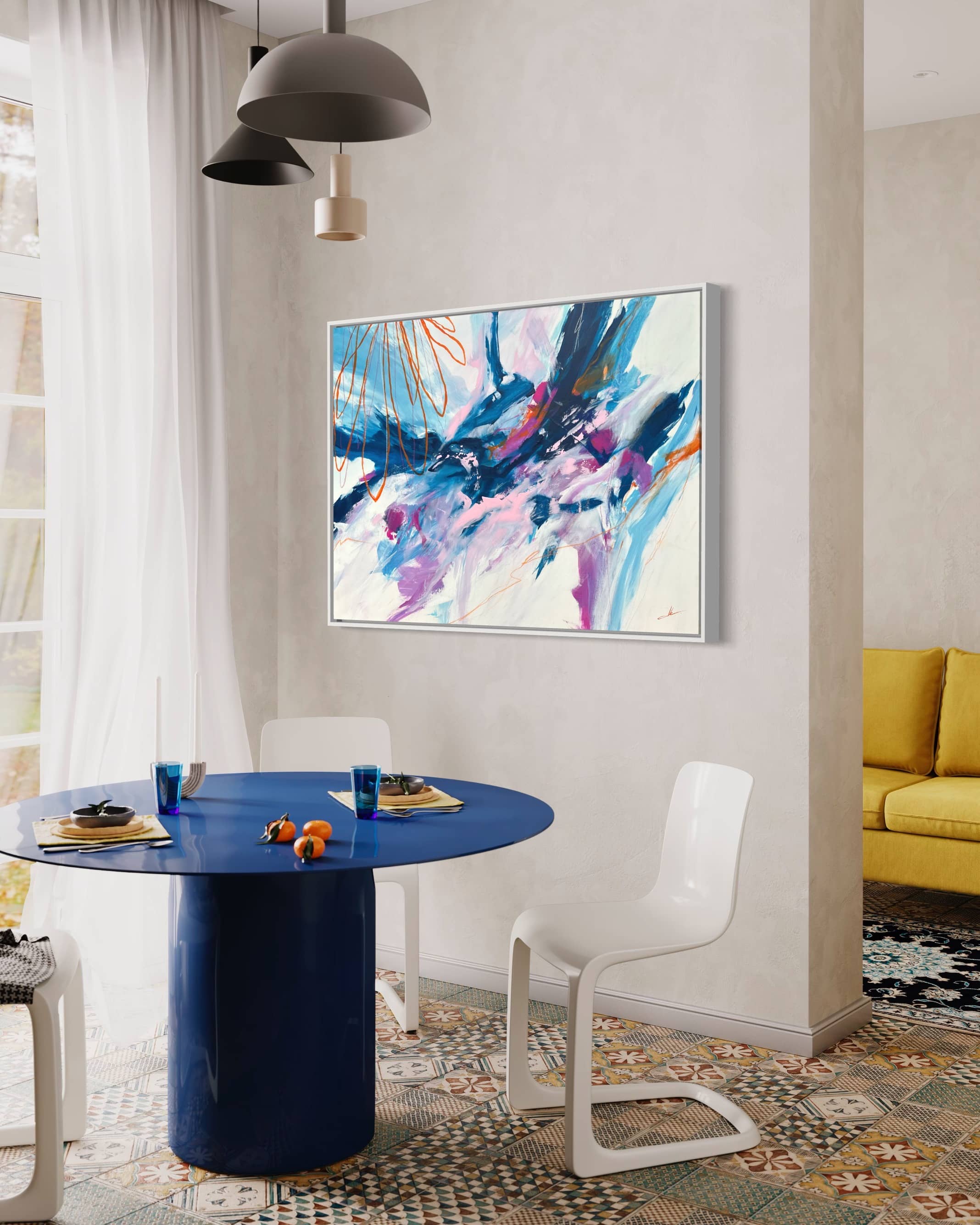 "Pink & Blue" No:2 Orijinal Akrilik Boya Tablo