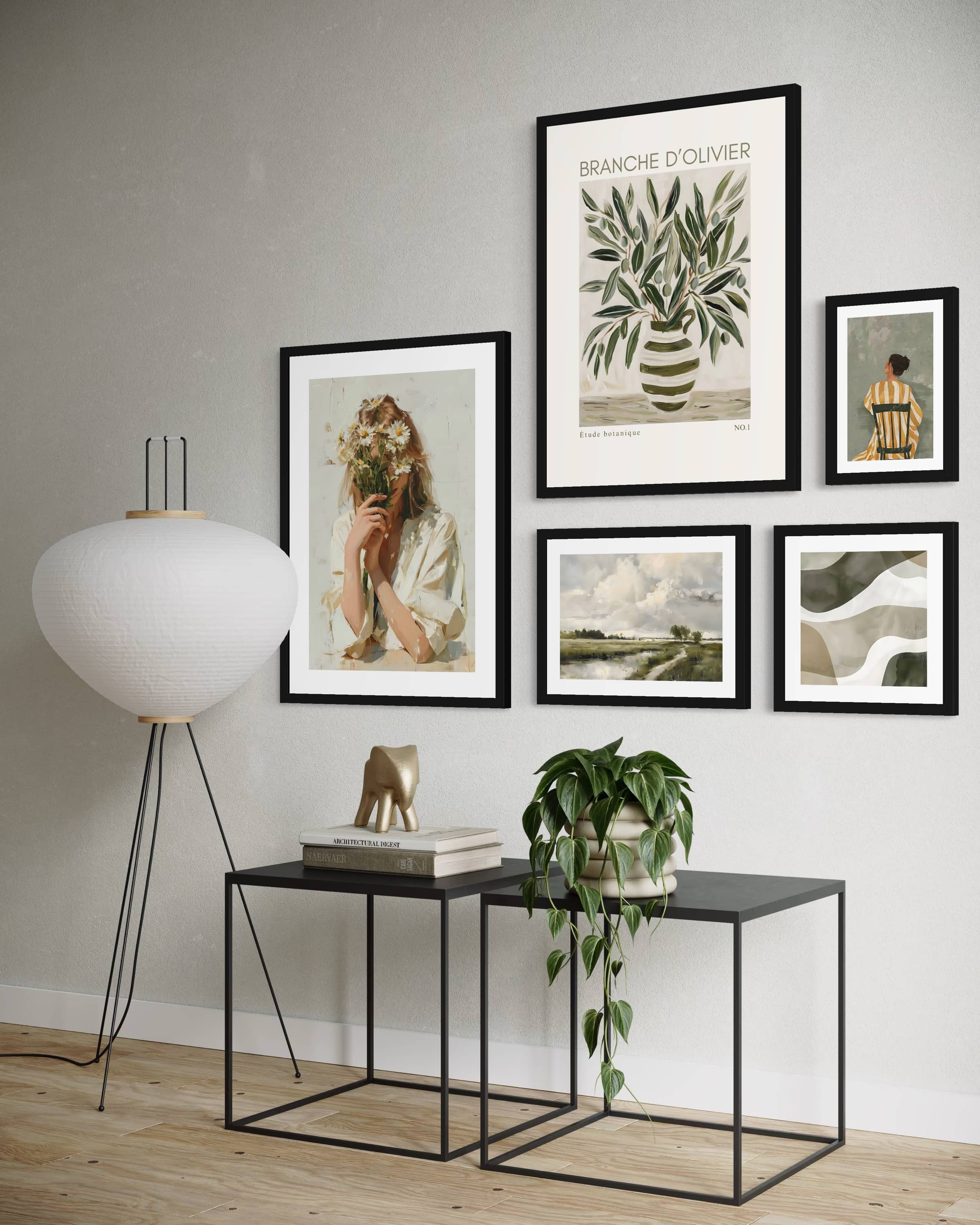 "Olive Green Breeze" 5'li Poster Tablo Seti