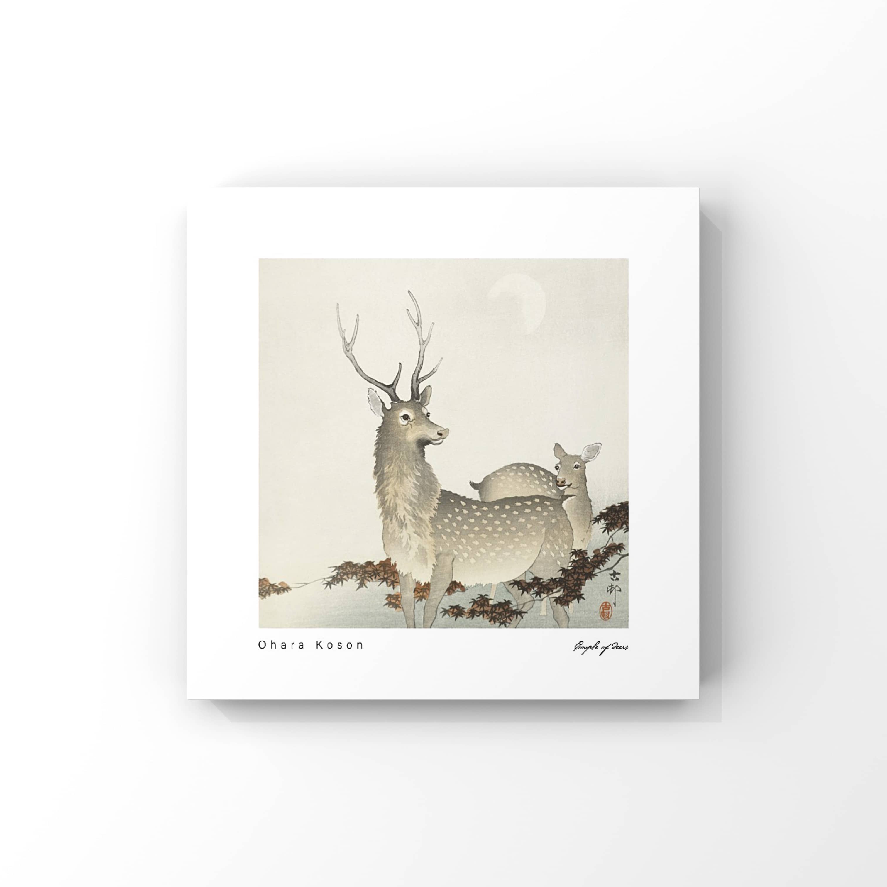 " Ohara Koson - Couple of Deers" Poster Tablo